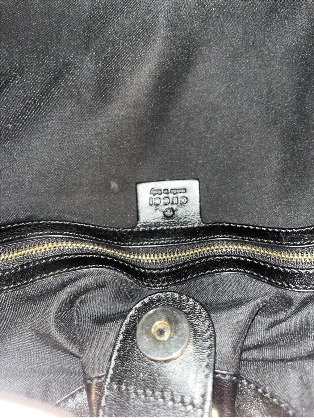 Gucci Pelham Gold Studded Black Canvas Bag w/dust bag, books, envelope